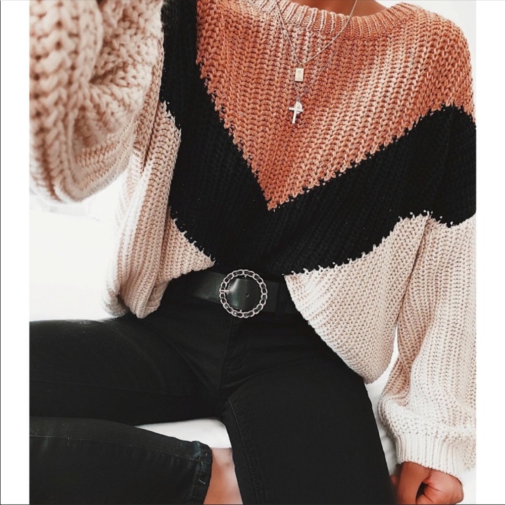 SOLD VICI Chevron Color Block Sweater - Picture 2 of 8